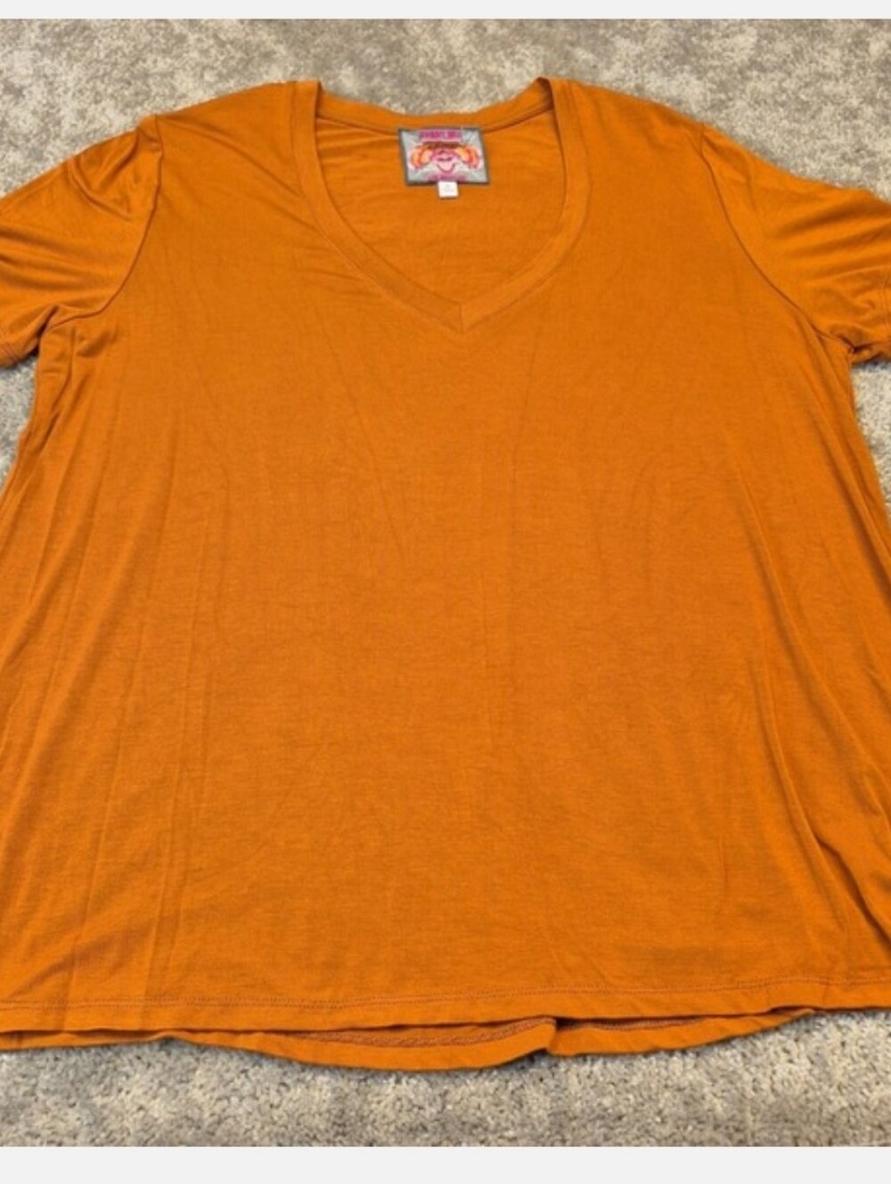JOHNNY WAS Short Sleeve V-Neck Tee in Burnt Orange